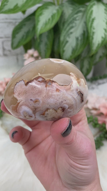 pink Flower Agate crystals. for sale