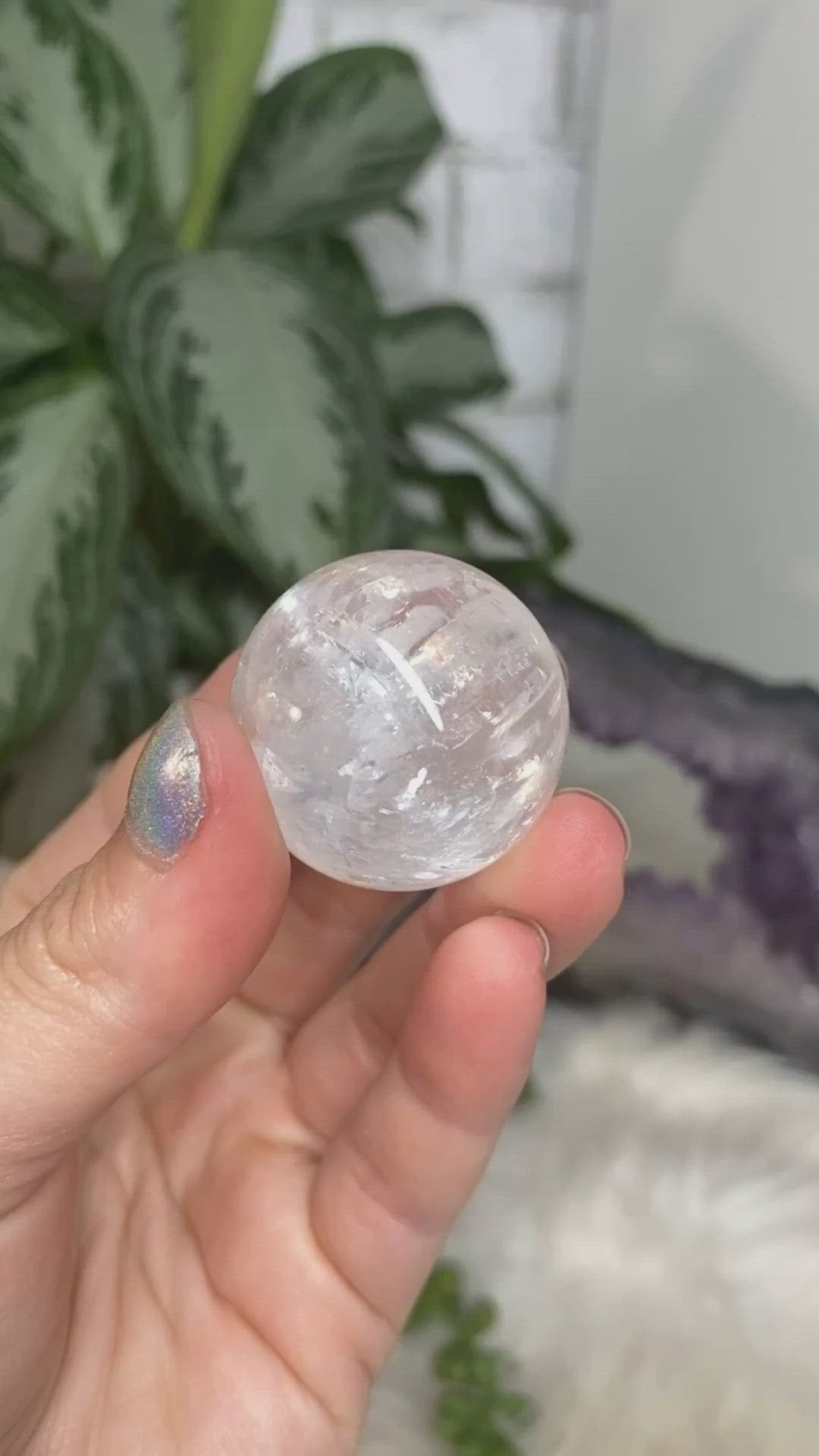 Clear Optical Calcite Spheres with Rainbows Video