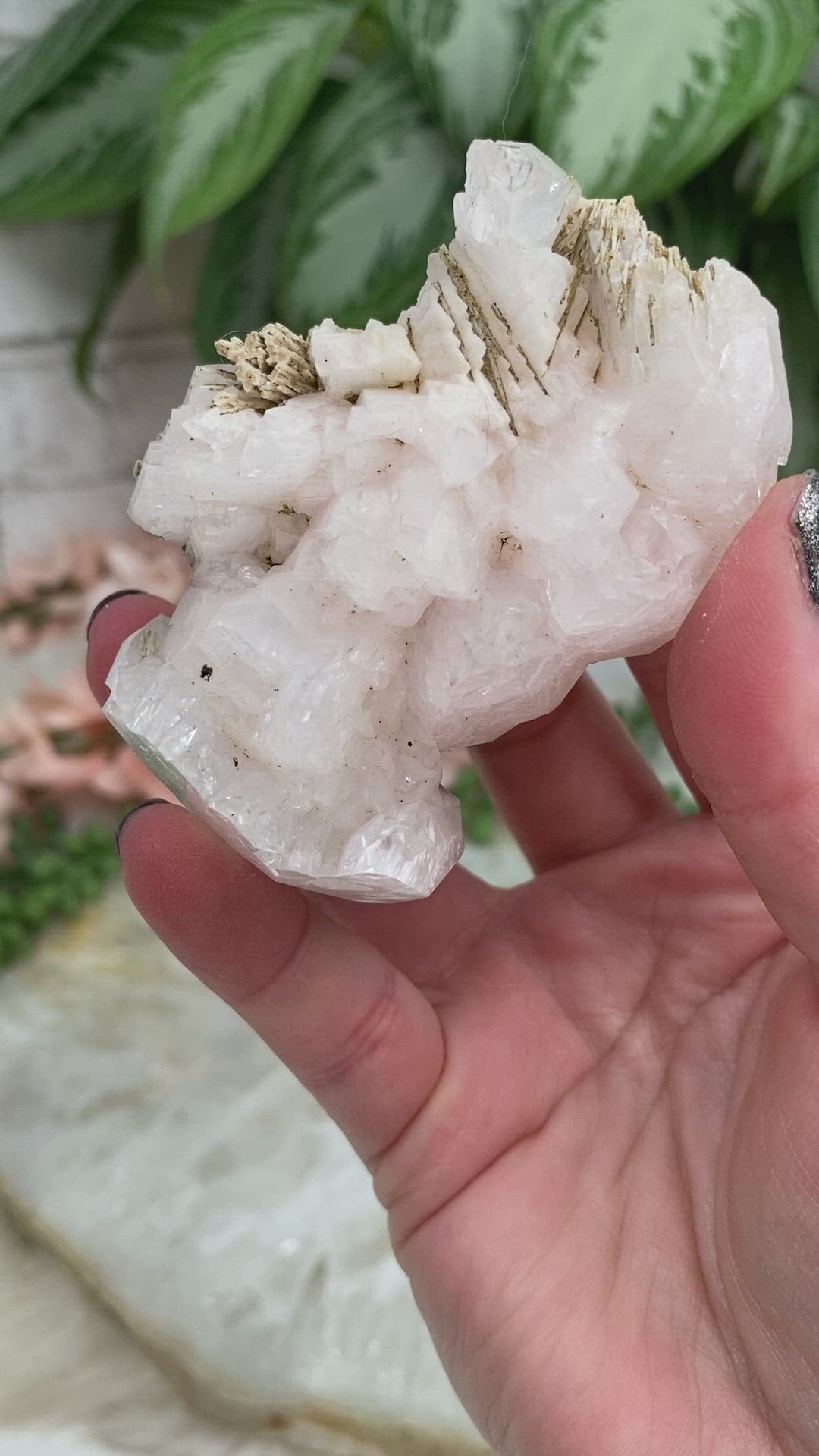 Double-Terminated-UV-Mangano-Calcite-Crystal-Clusters-Video