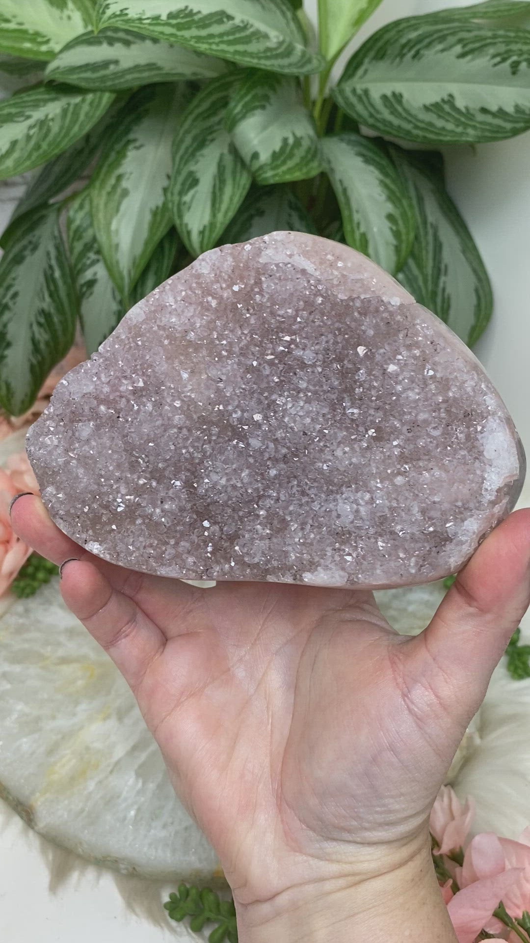 Pink-Clear-Quartz-Crystal-Clusters-with-Spakrle for sale 