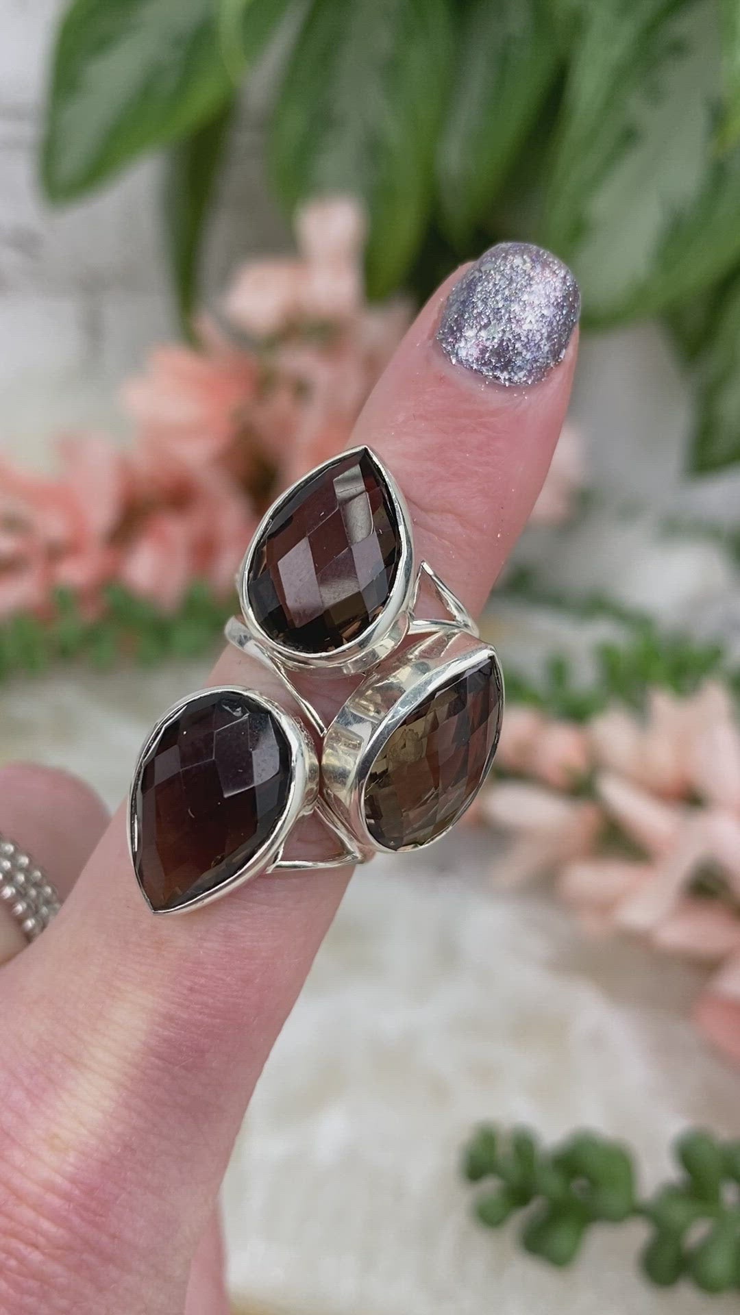 Sterling-Silver-Faceted-Smoky-Quartz-Ring-Crystal-Jewelry-video