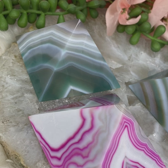 Pink-Green-Agate-Pyramids