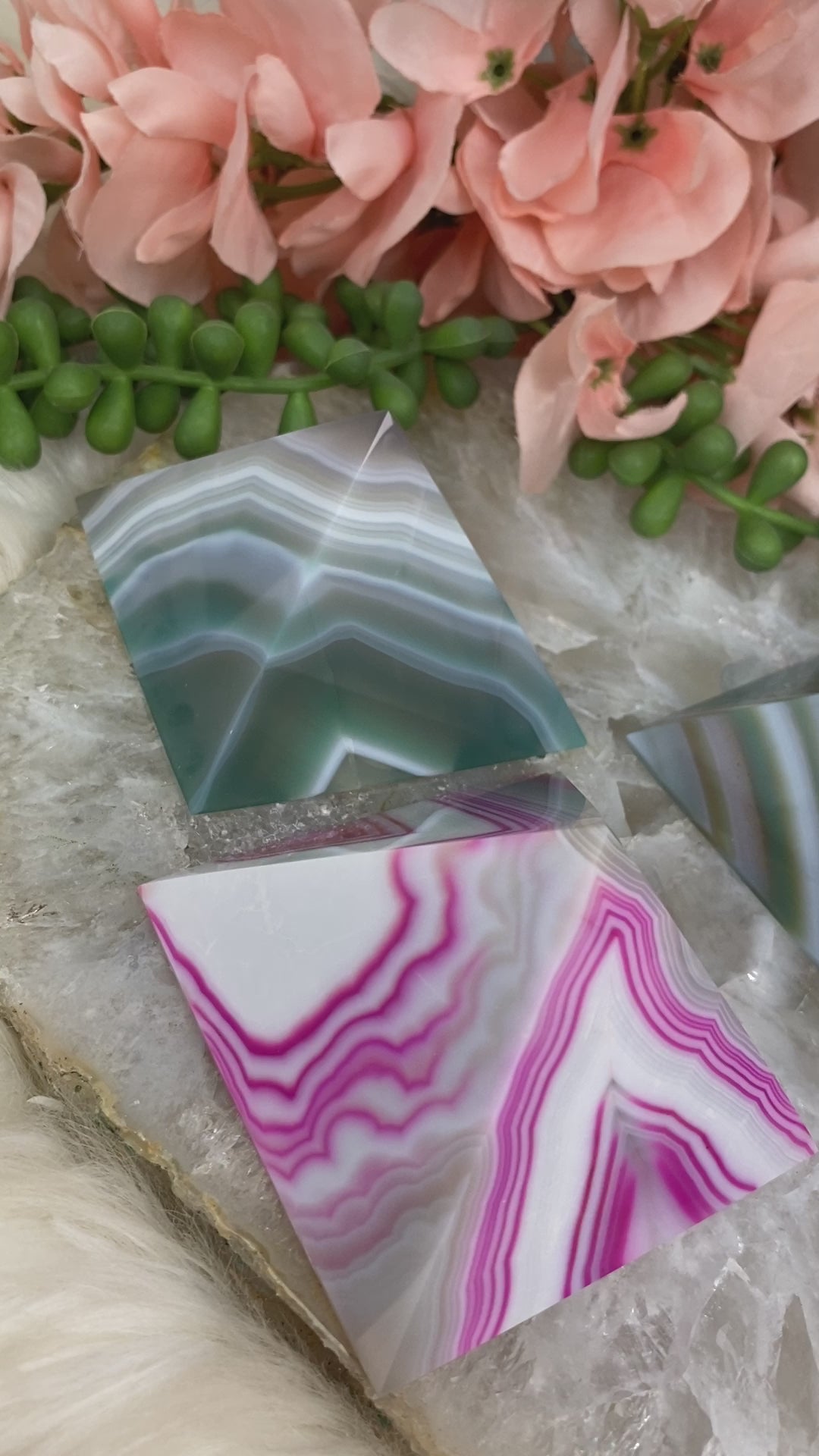 Pink-Green-Agate-Pyramids