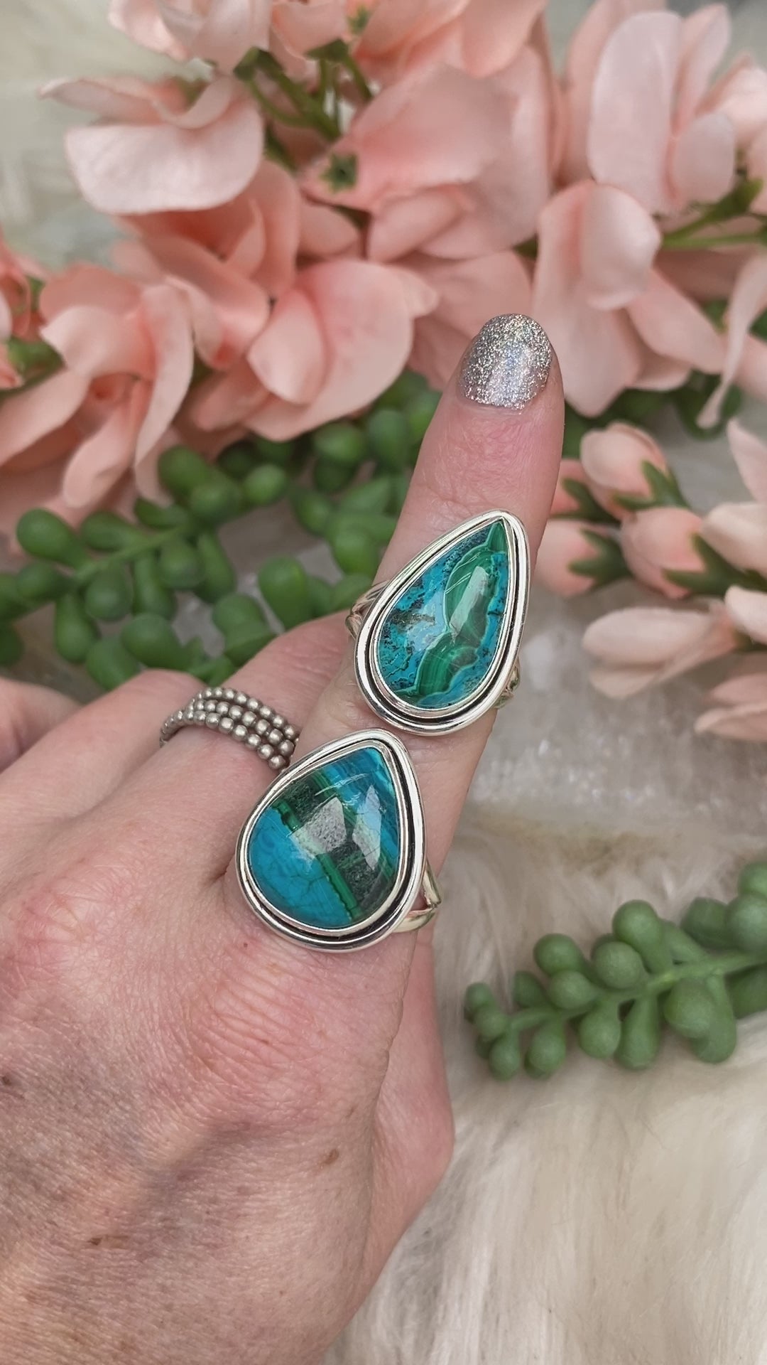 chrysocolla-malachite-rings