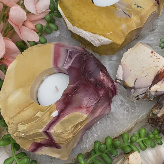 mookaite-candle-holders