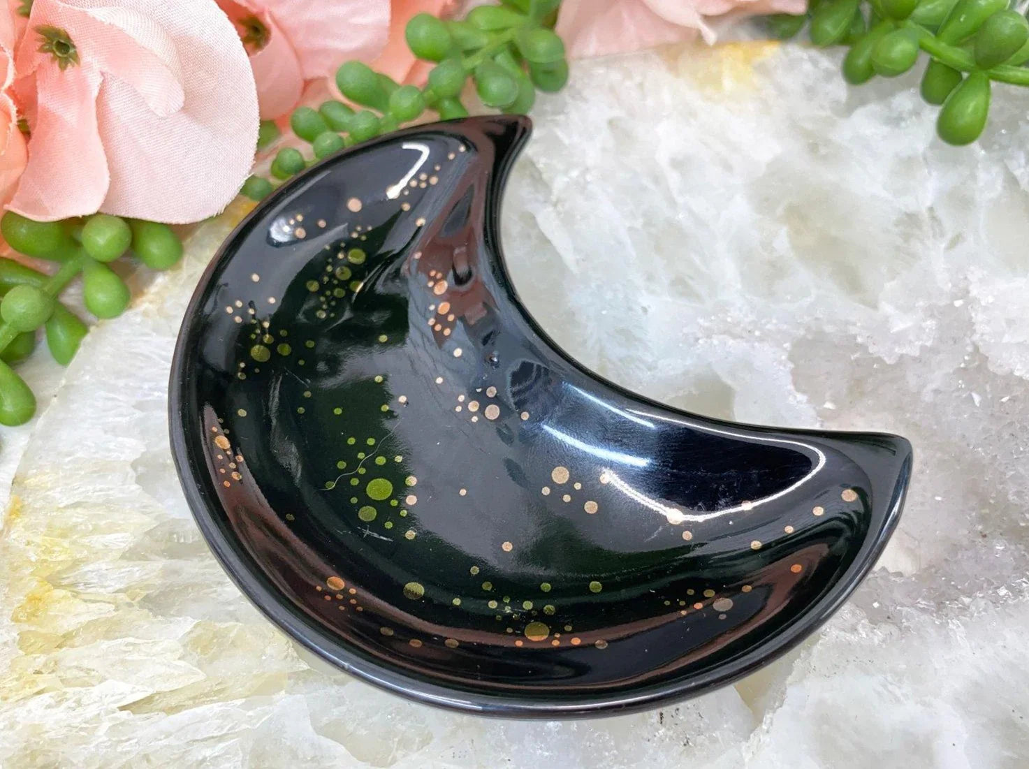 Black-White-Gold-Dot-Crescent-Moon-Jewelry-Dish