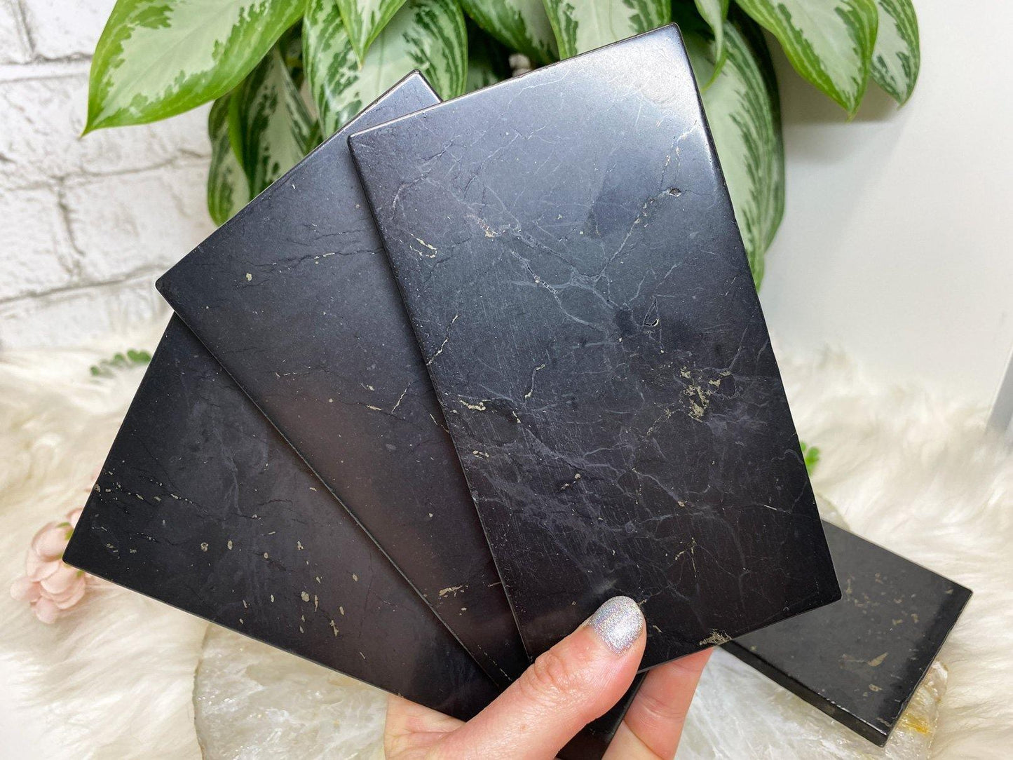 Black shungite phone tiles