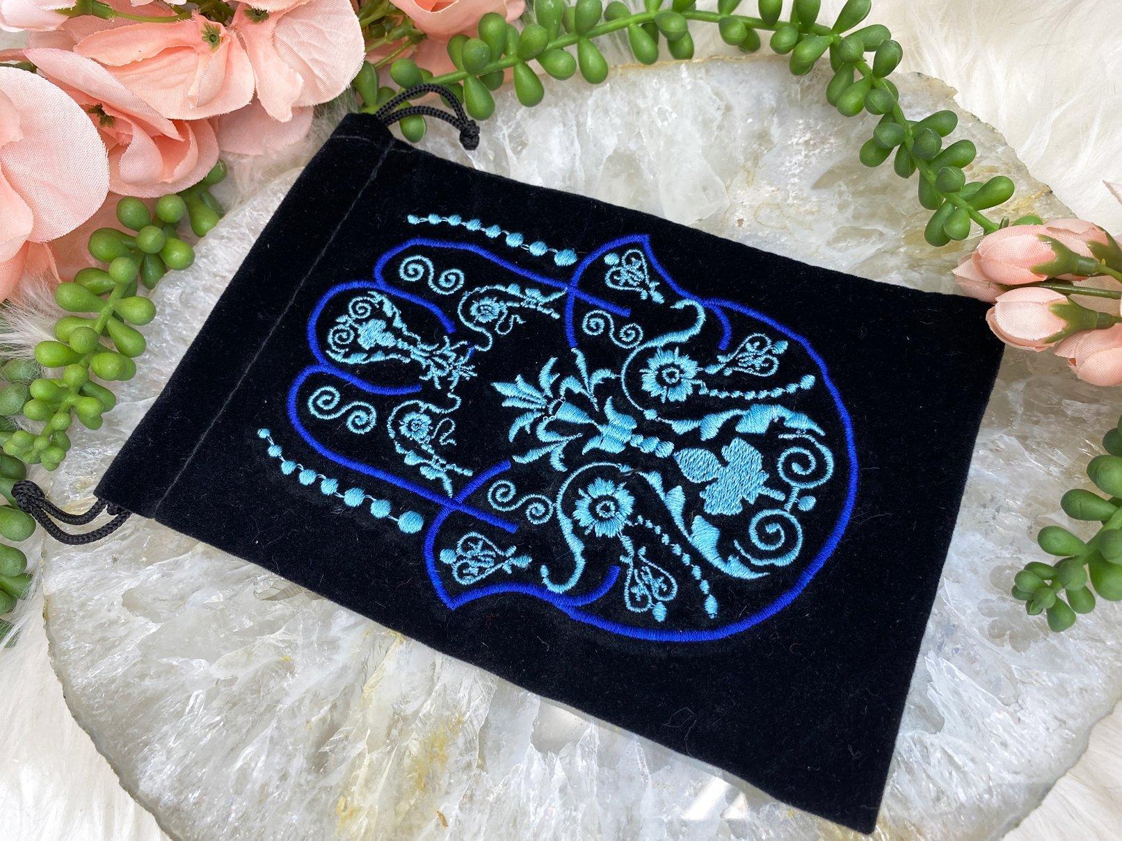    Black-Velvet-Blue-Fatima-Hand-Crystal-Bag-Holder