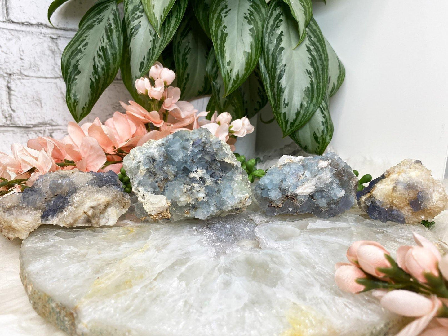 Blue-Bingham-Fluorite-with-White-Quartz-Crystal-Clusters