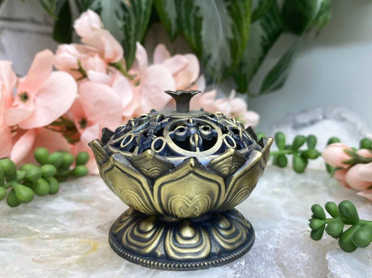 Brass-Metal-Lotus-Flower-Incense-Burning-Bowl