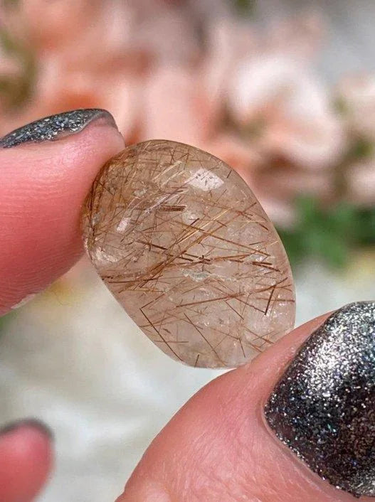 Tumbled Red Rutile in Quartz