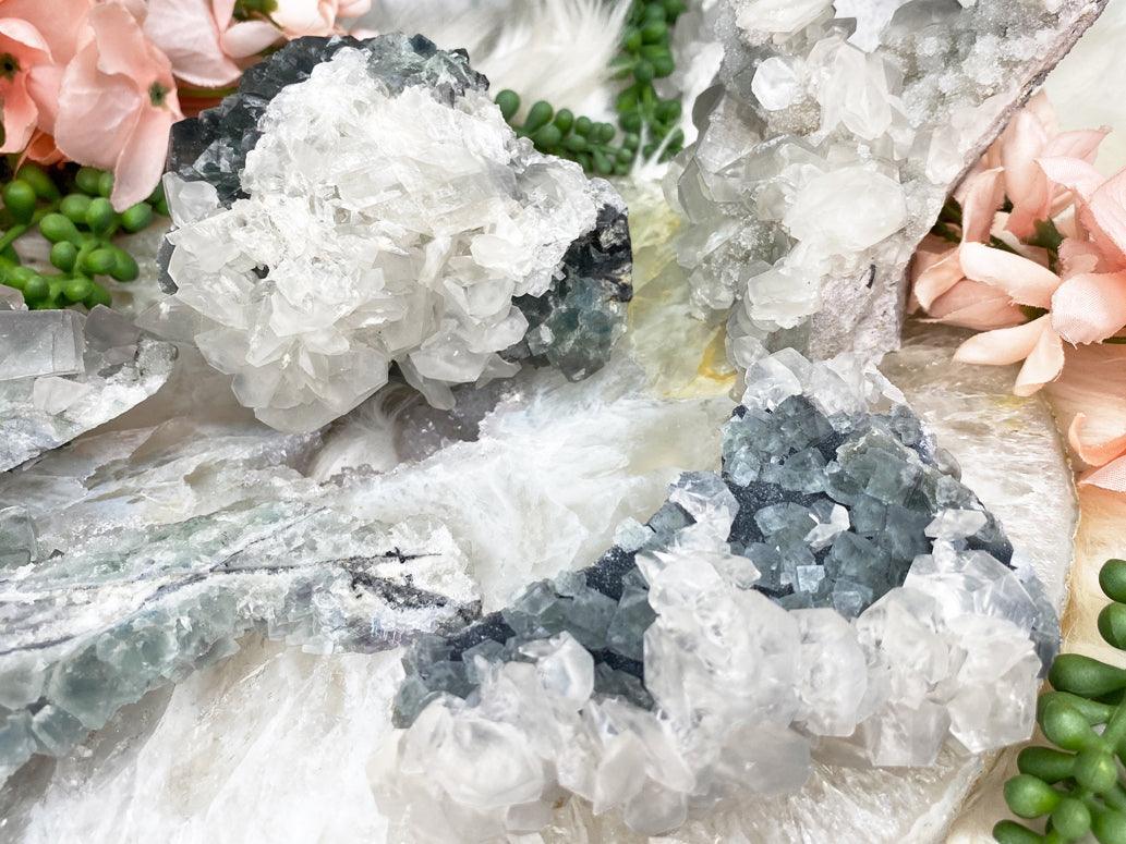 Chinese-Green-Fluorite-White-Calcite-Clusters