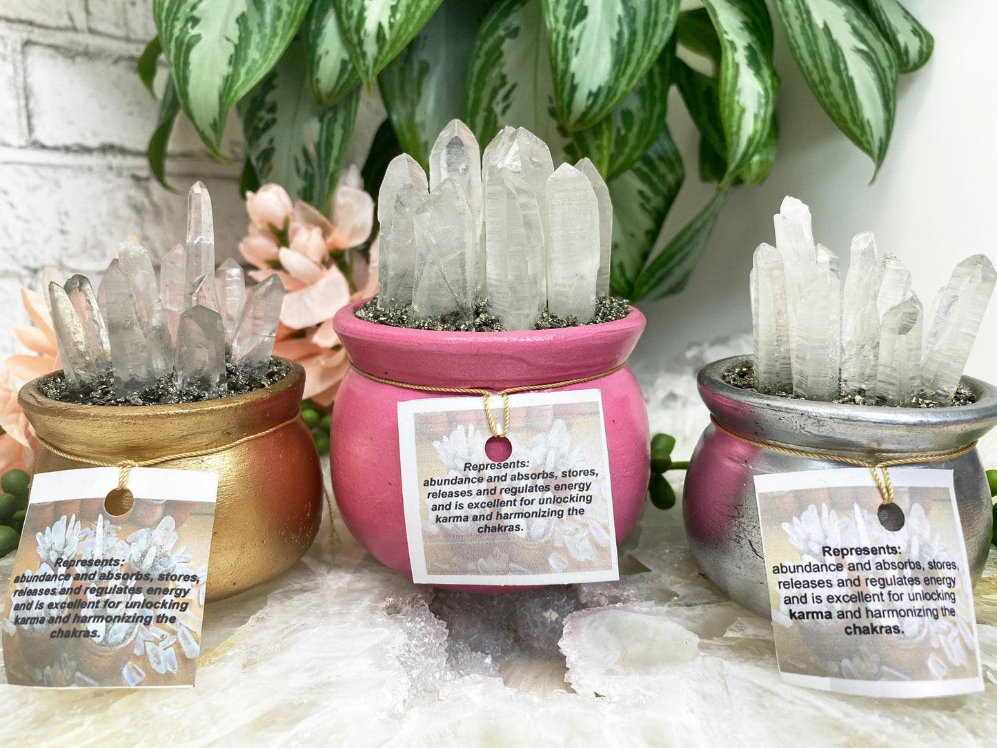    Crystal-Healing-Pieces-Quartz-Point-Pyrite-Abundance-Pots