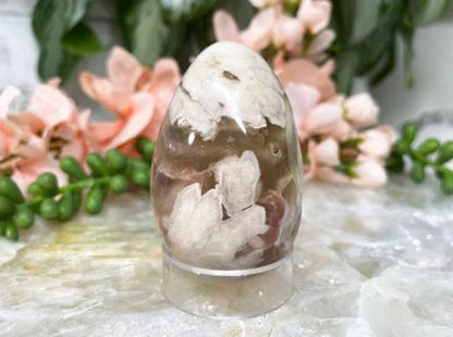 Dark flower agate stone egg