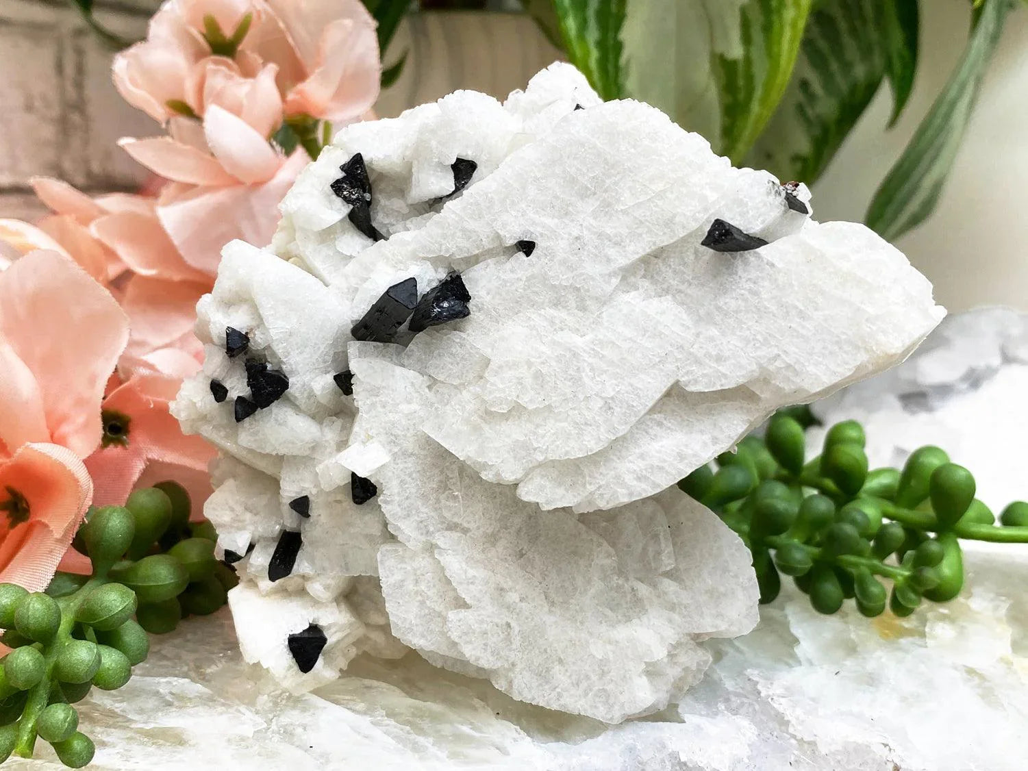 Green-Elbaite-Tourmaline-in-White-Albite-Crystal-Cluster-from-Astor-Pakistan