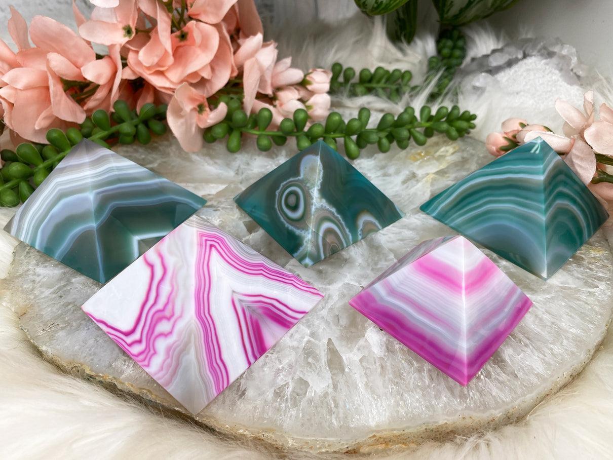 Green-Pink-Agate-Pyramid-Crystals