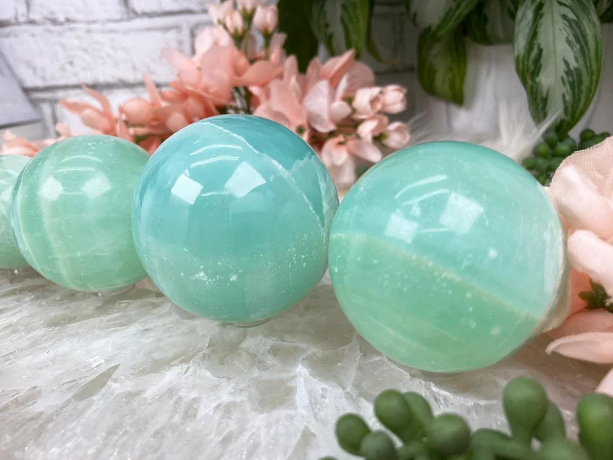 Green-Pistachio-Calcite-Spheres