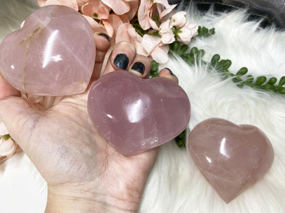 Adorable rose quartz crystal hearts