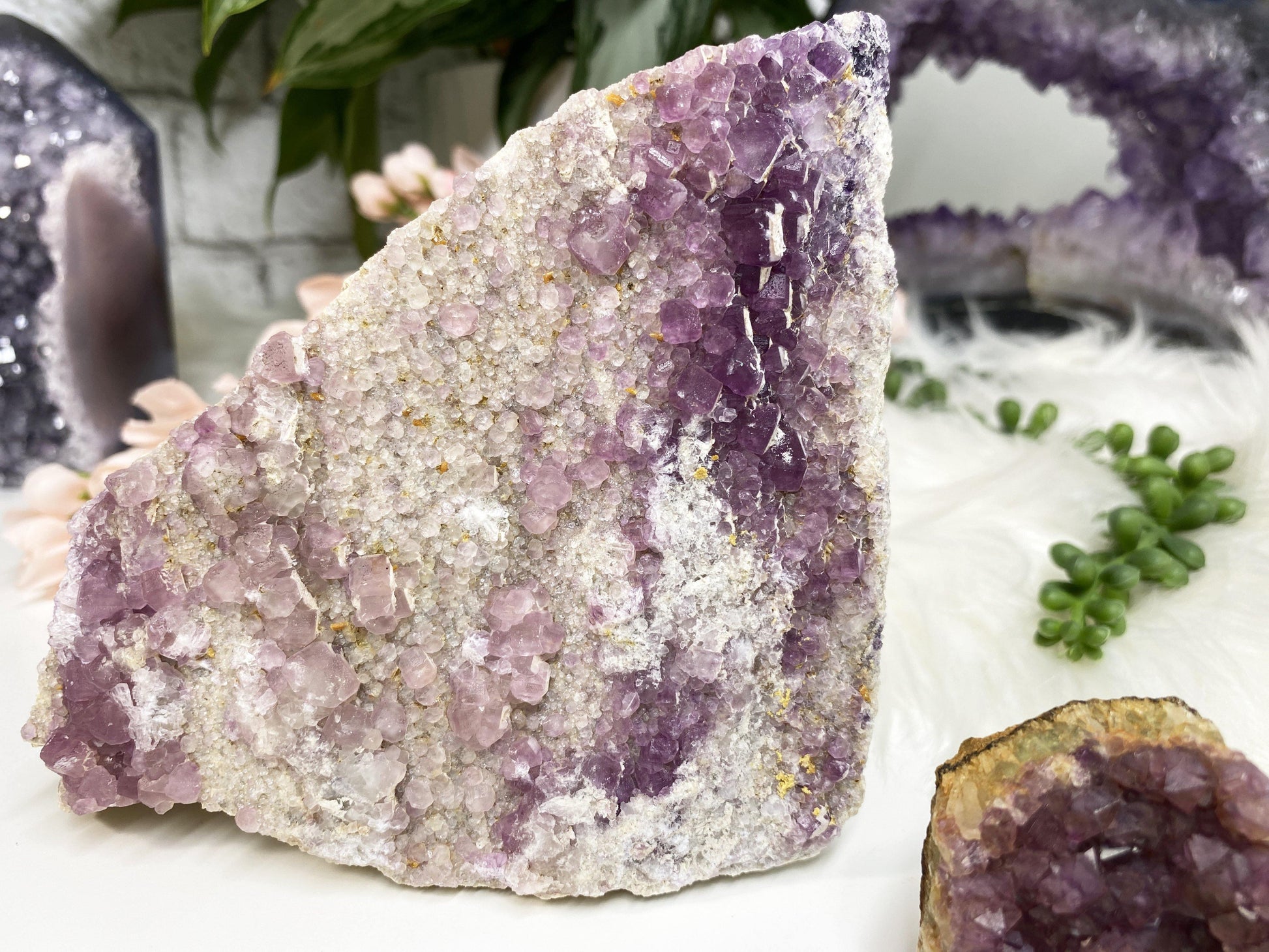 Pink Purple Standing Fluorite Crystal Cluster