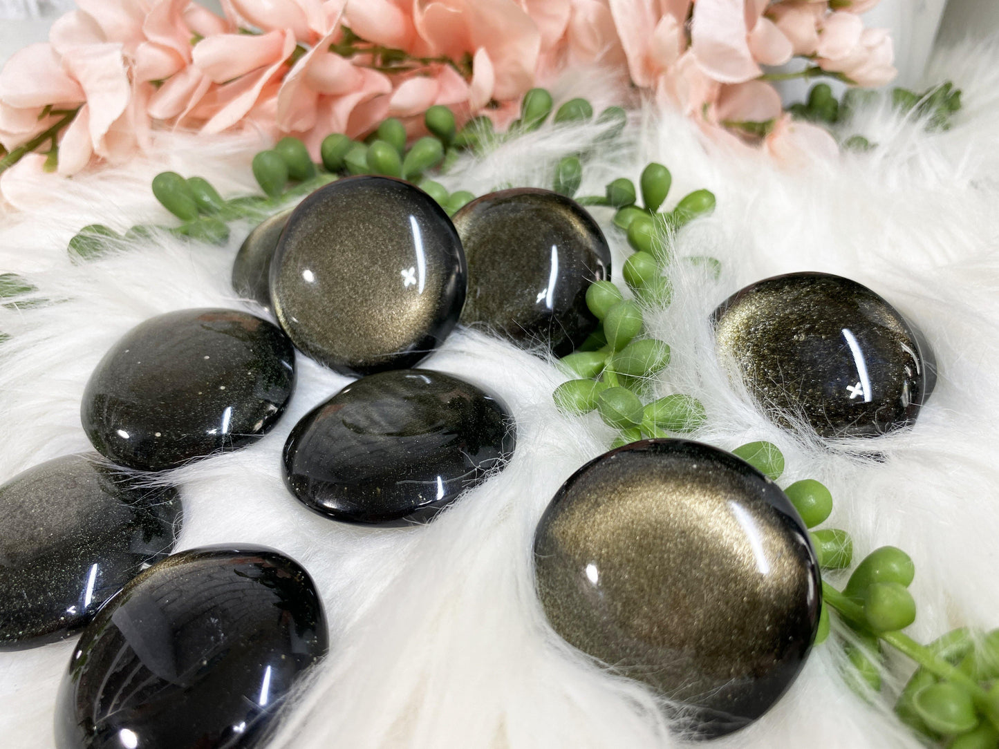 Beautiful and elegant Gold Sheen Obsidian Worry Stones. 