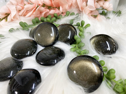 Beautiful and elegant Gold Sheen Obsidian Worry Stones. 