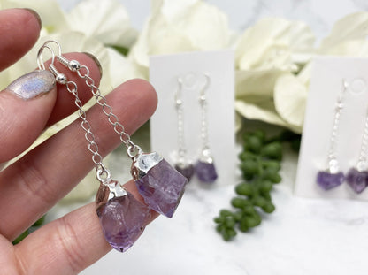 Amethyst Silver Plated Dangle Earrings