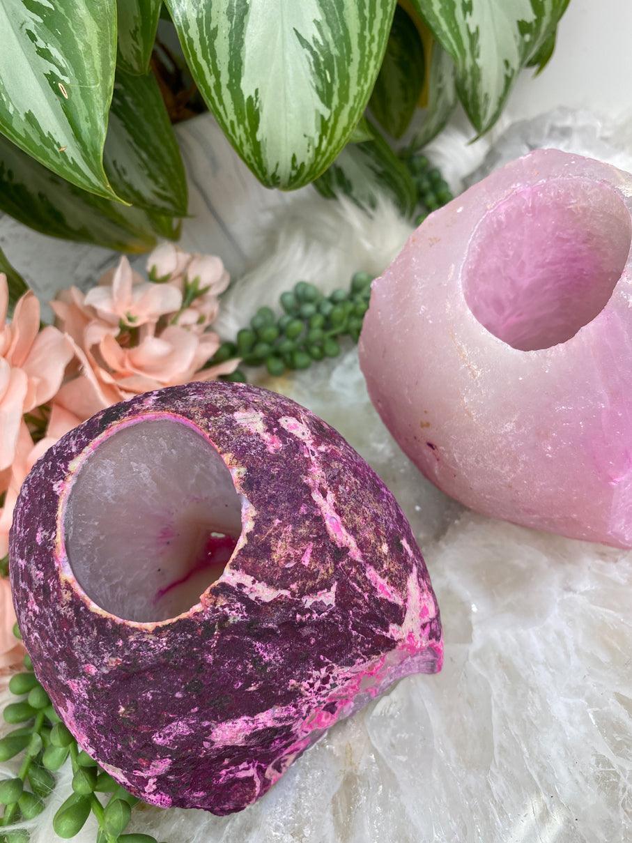 dyed-pink-quartz-geode-candle-holders