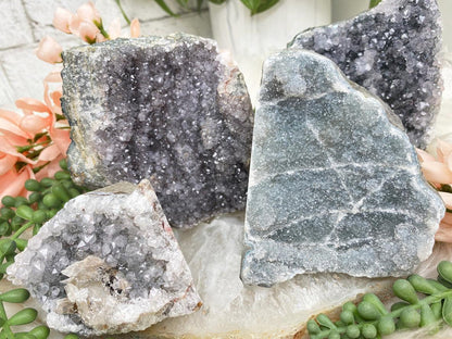 gray hue amethyst clusters