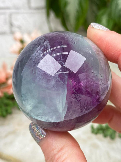Mint Green Purple Fluorite Spheres