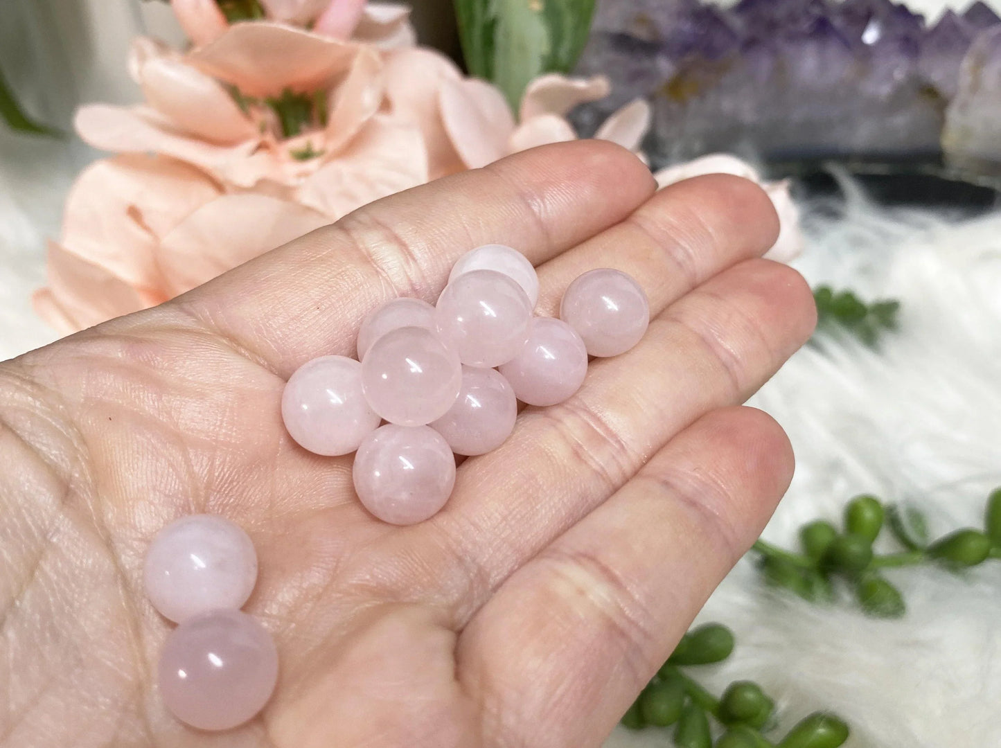 Extra Small Rose Quartz Crystal Spheres
