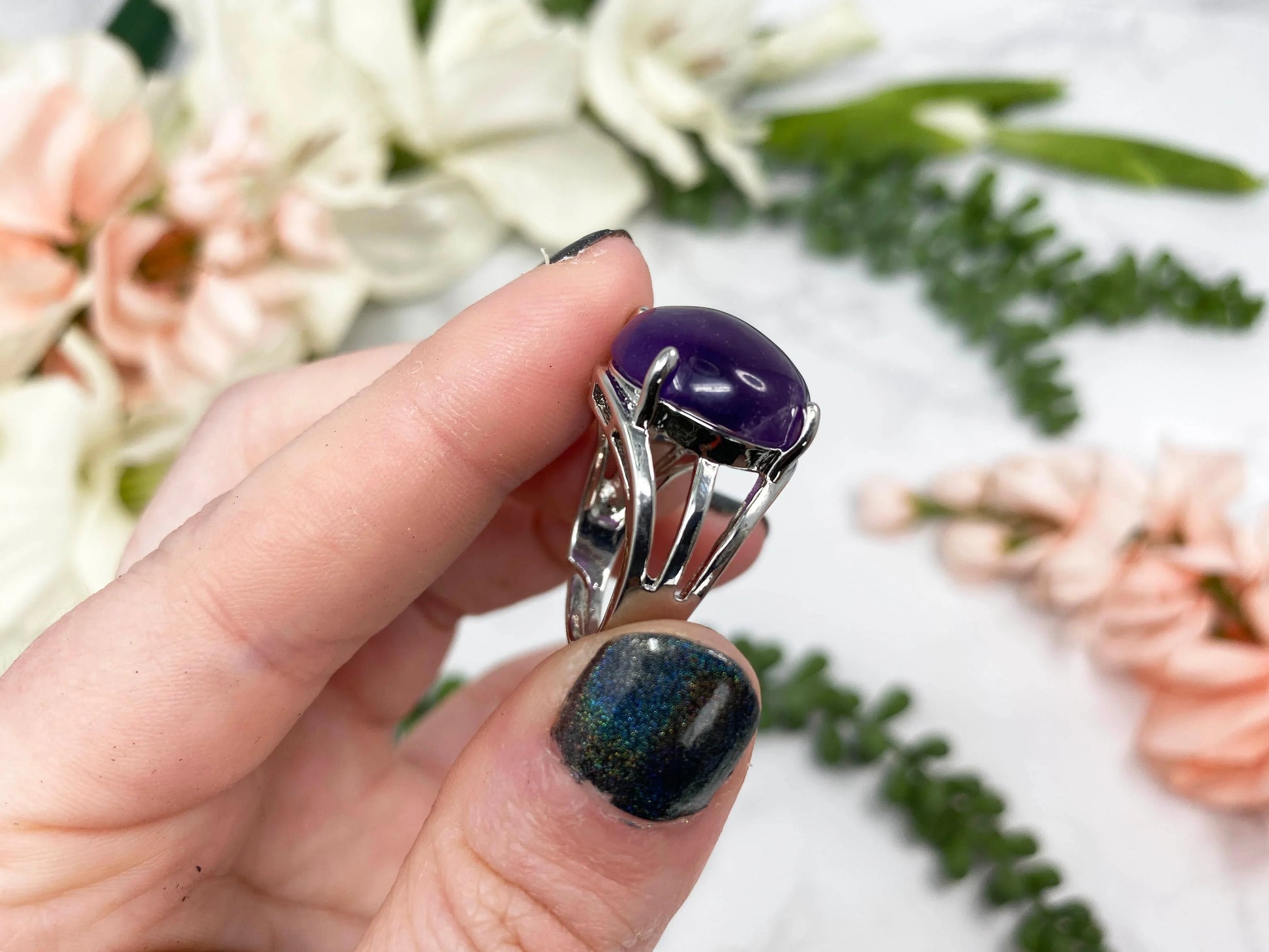 Adjustable Gemstone Rings Just for Fun! OBSIDIAN ROSE QUARTZ AMETHYST CLEAR QUARTZ GREEN AVENTURINE for sale