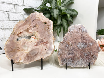 These simple metal stands are perfect for propping up slabs or display crystals that usually just sit flat.