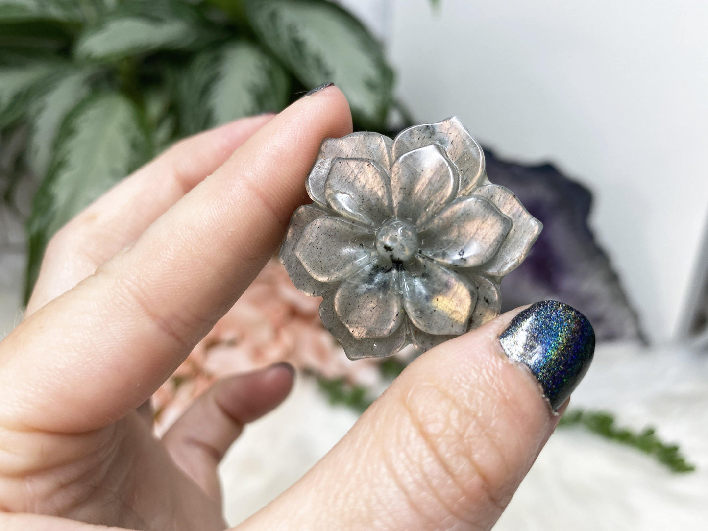 These colorful labradorite flowers are fun and flashy! 