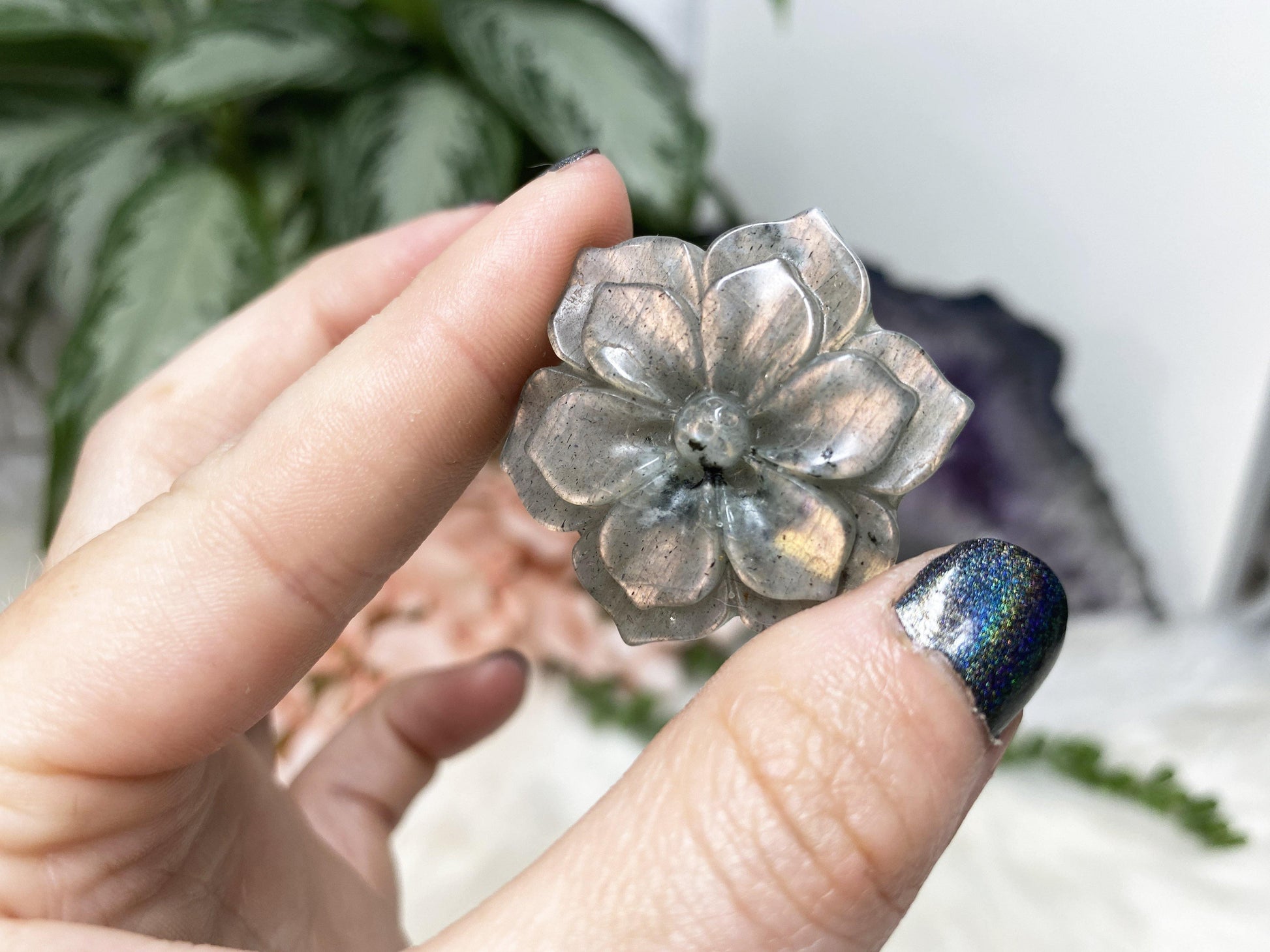 These colorful labradorite flowers are fun and flashy! 