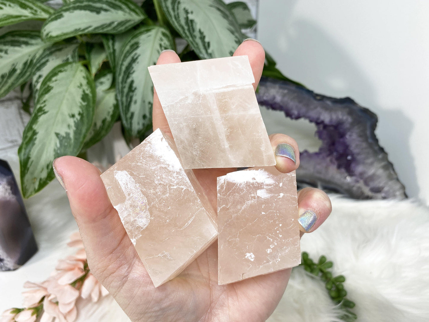 Light Pink Geometric Calcite Chunk