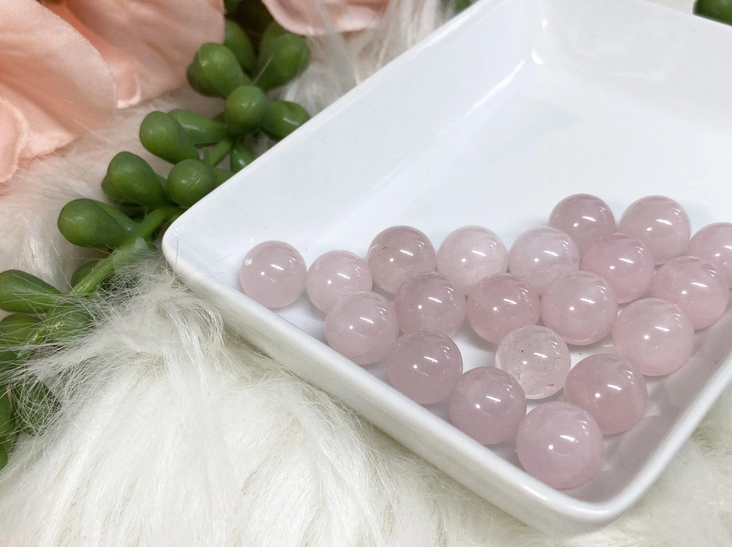 Tiny Rose Quartz Crystal Spheres