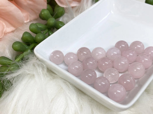 Tiny Rose Quartz Crystal Spheres