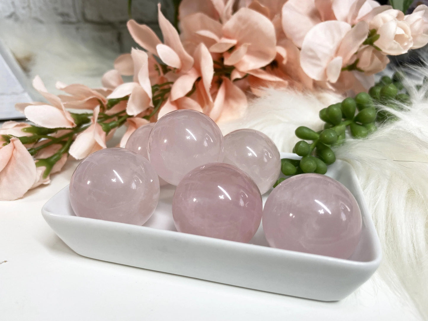 Small Rose Quartz Crystal Spheres