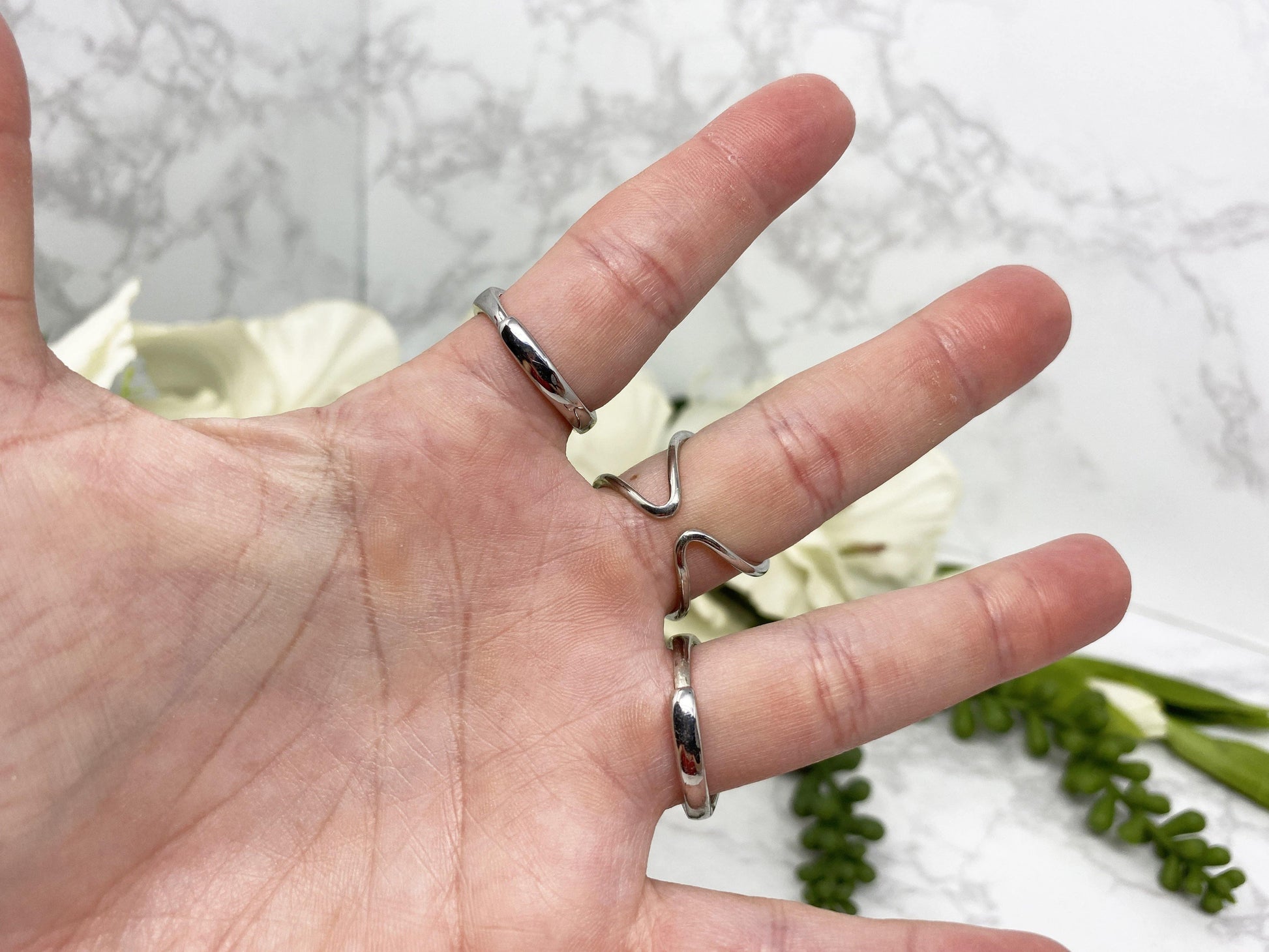 Adjustable Blue Chalcedony Crystal Ring