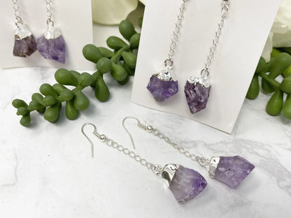 Amethyst Gold Plated Dangle Earrings