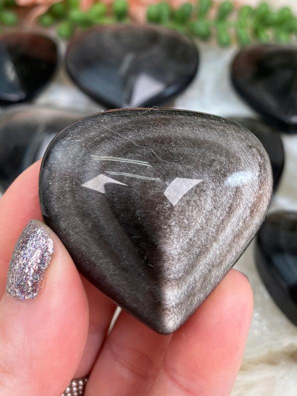 Silver Obsidian Hearts & Palms