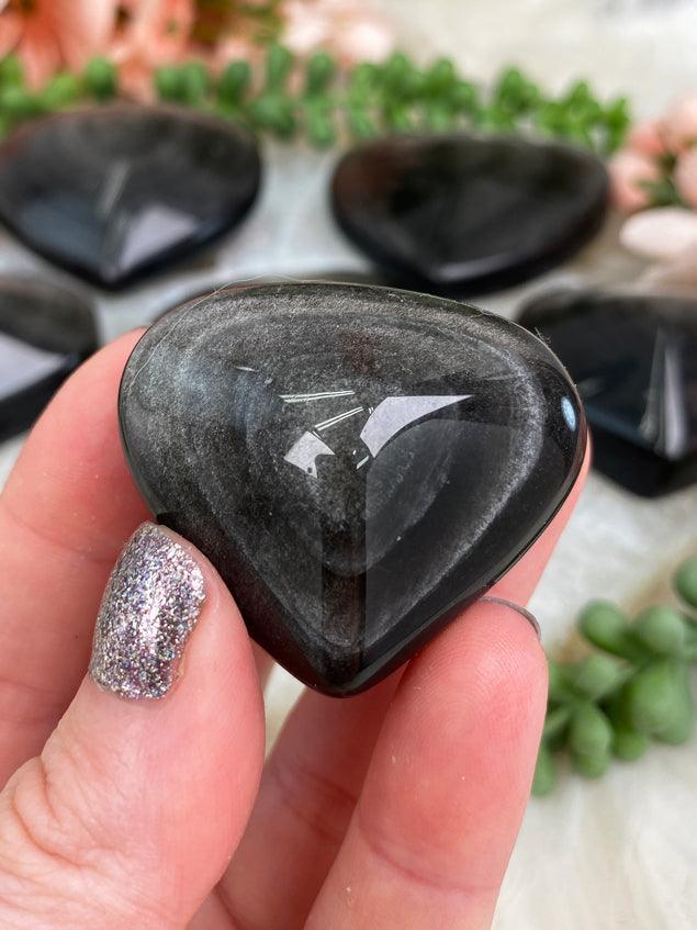Silver Obsidian Hearts & Palms