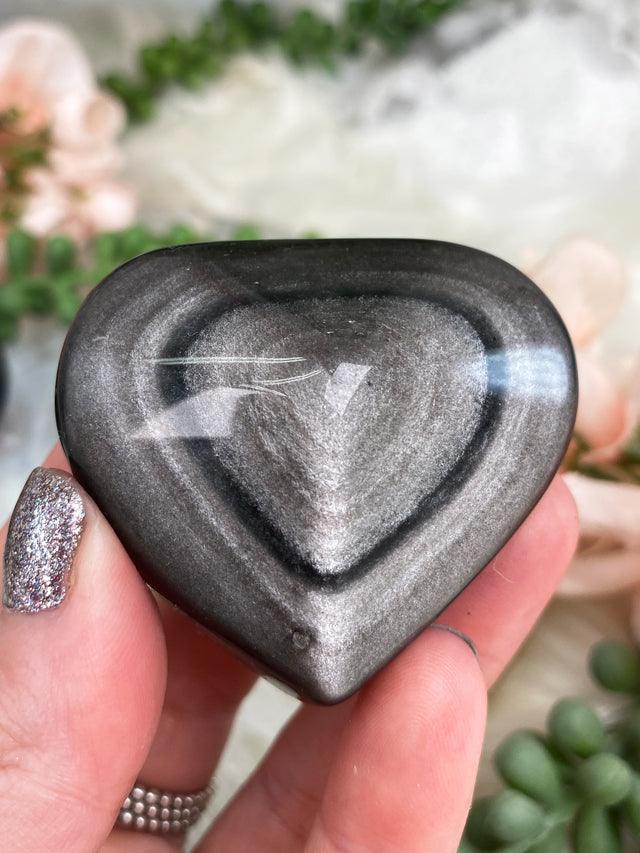 Silver Obsidian Hearts & Palms