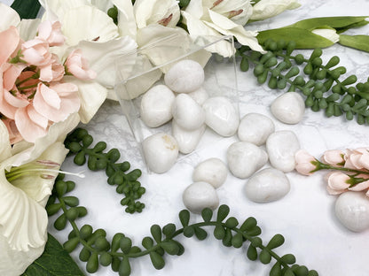 Tumbled White Agate Crystal Stones. A stone of balance and healing energy.