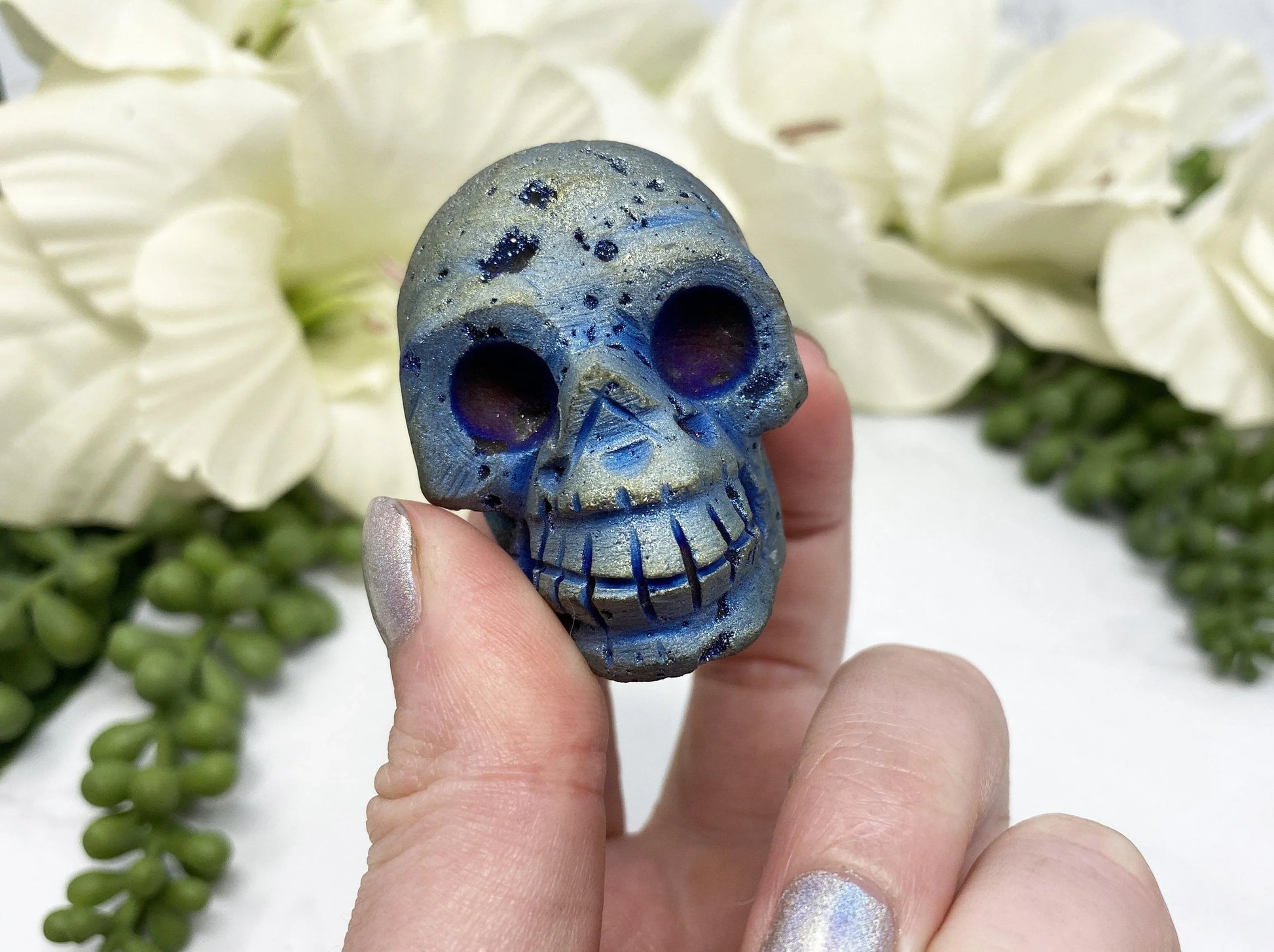 Aura Druzy Crystal Skull from Contempo Crystals