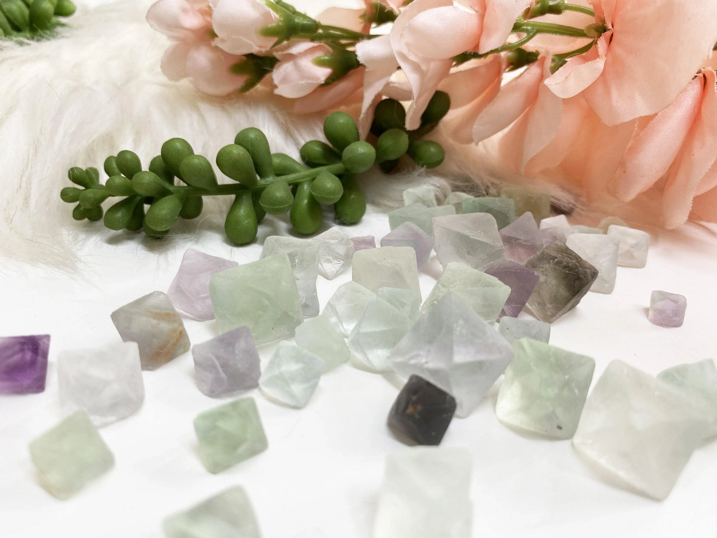 Beautiful pastel colored Octahedron Fluorite Sets. 
