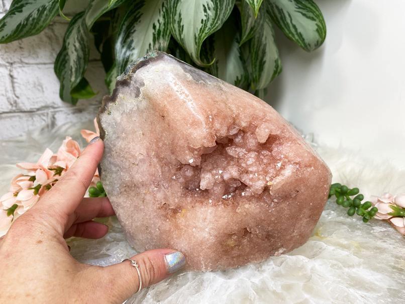 Large pink amethyst freeform crystal