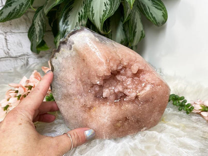 Large pink amethyst freeform crystal