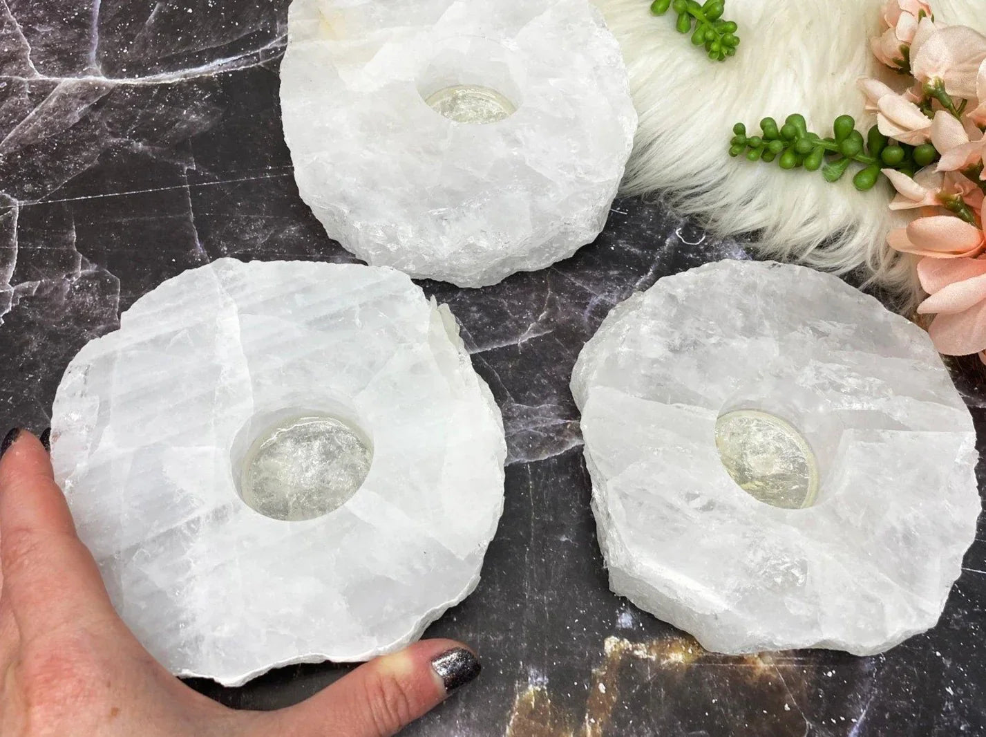 large white quartz candle holder tea light