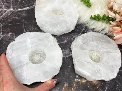 large white quartz candle holder tea light